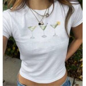 SHEIN White Cropped Fitted T-Shirt Short Sleeve